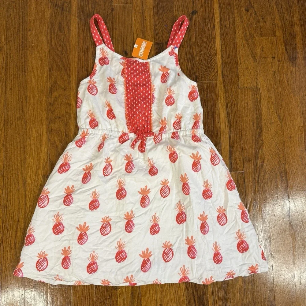 Girls Pineapple Gymboree Size 10 Summer Dress Pink White Orange